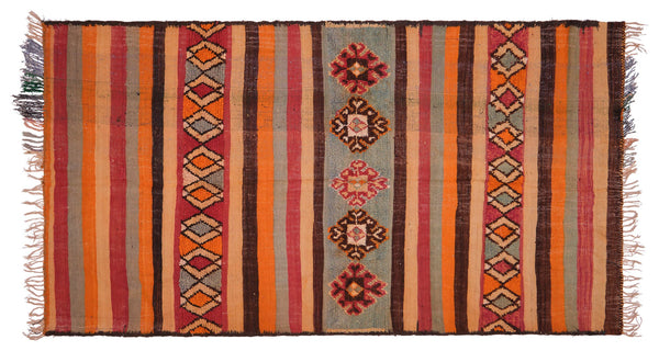 5' X 9' Vintage Moroccan Kilim Rug, Red - Borlaug - Revival™