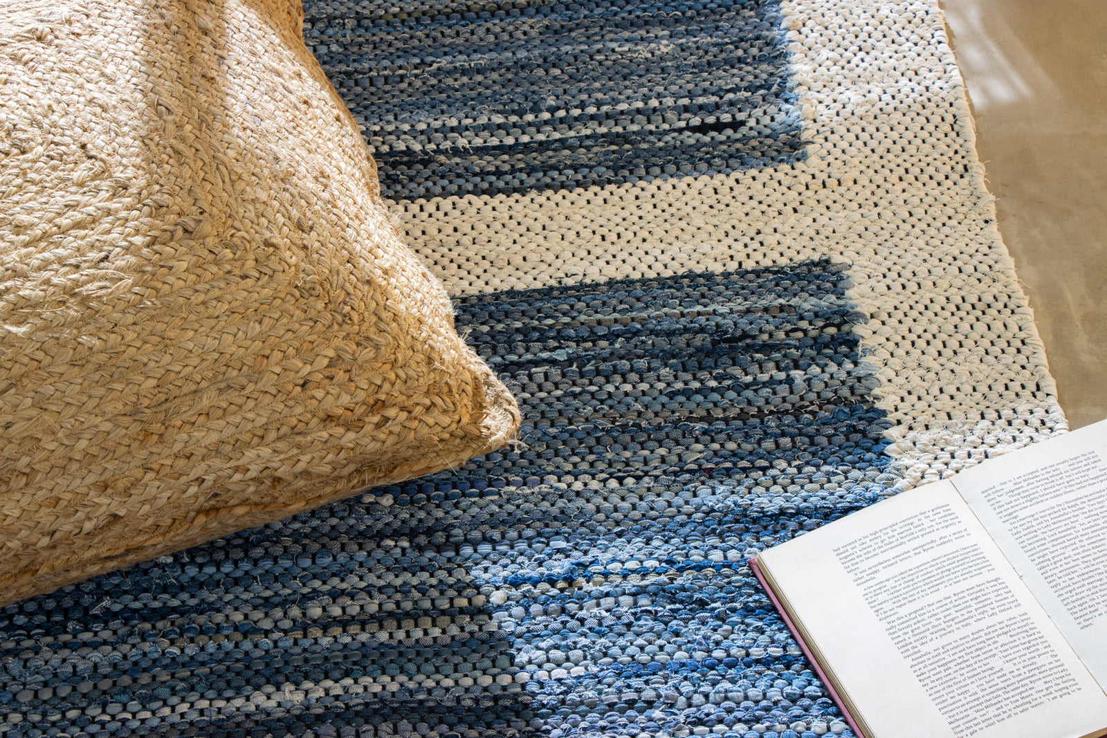 Machine Washable Rug of Recycled Denim, Navy Blue - Bootcut - Revival™