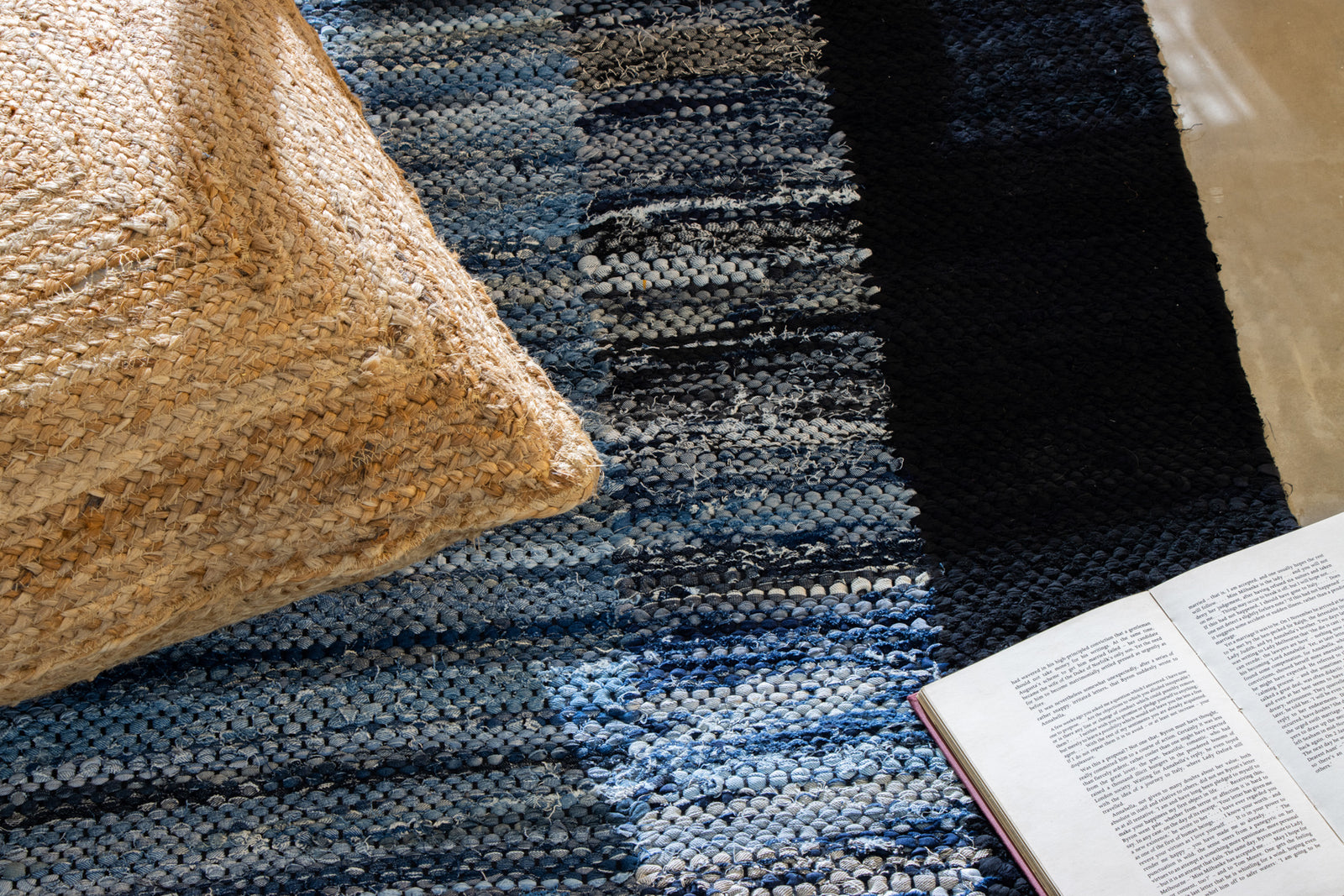 Machine Washable Rug of Recycled Denim, Navy Blue - Bootcut - Revival™