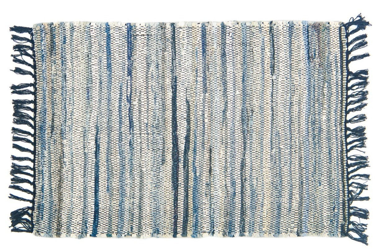 Machine Washable Rug of Recycled Denim, Navy Blue - Bootcut - Revival™
