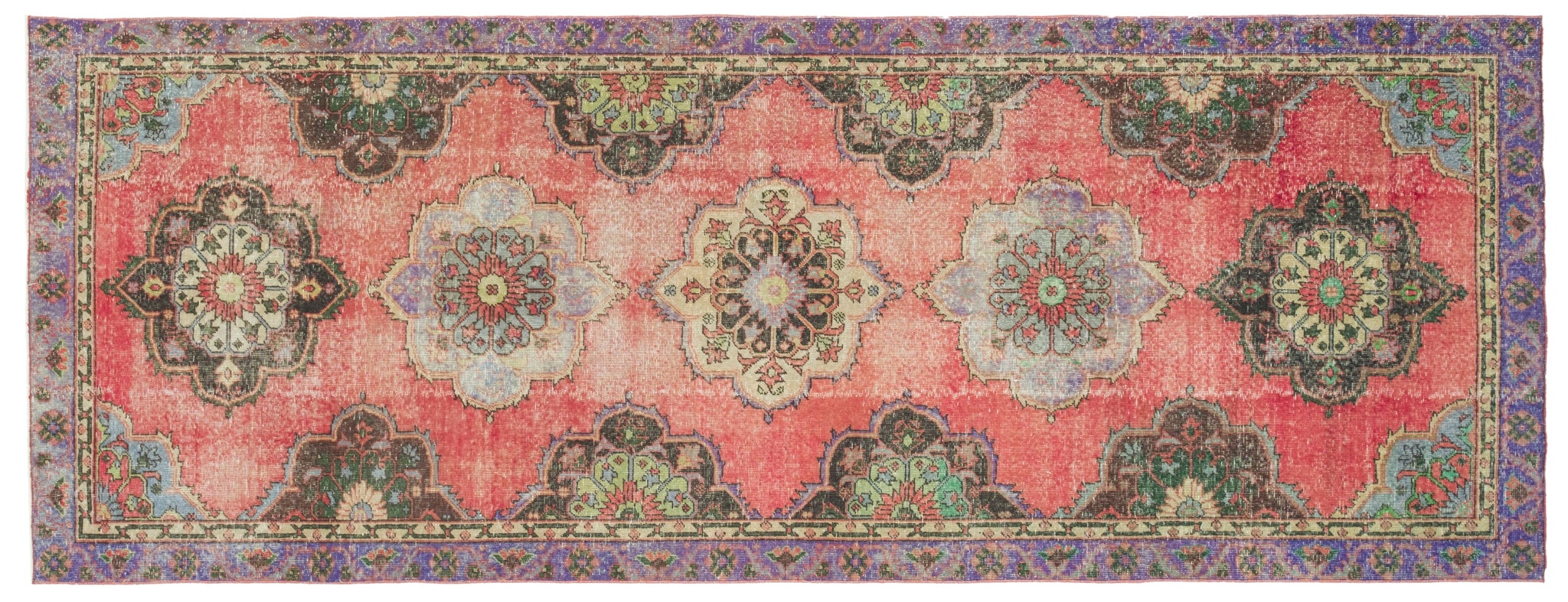 5' X 12' Vintage Turkish Rug, Red - Georgian - Revival™