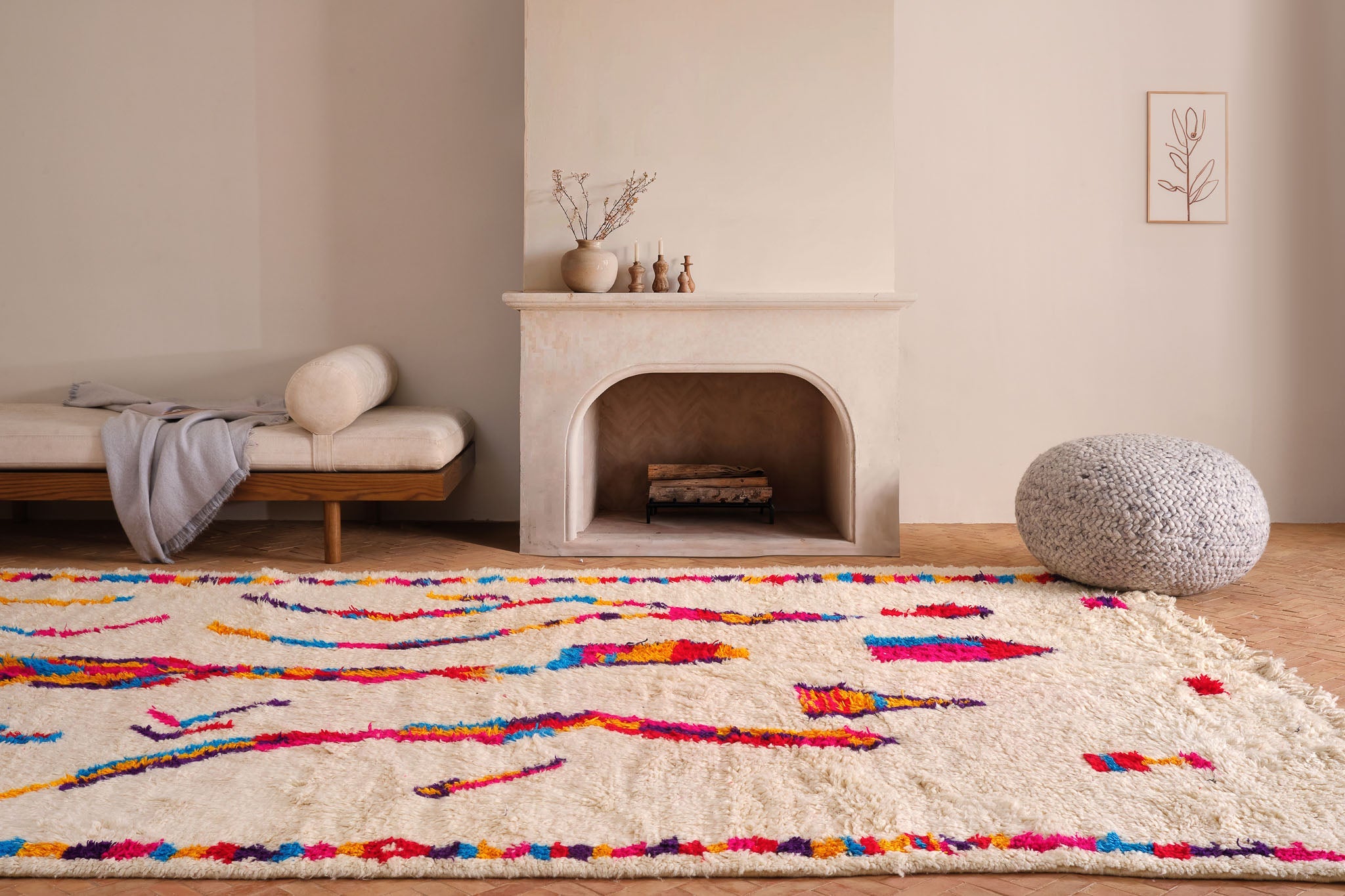 Chunky Wool Area shops Rug, Moroccan White rug, Runner, Nursery & Living Room Rug