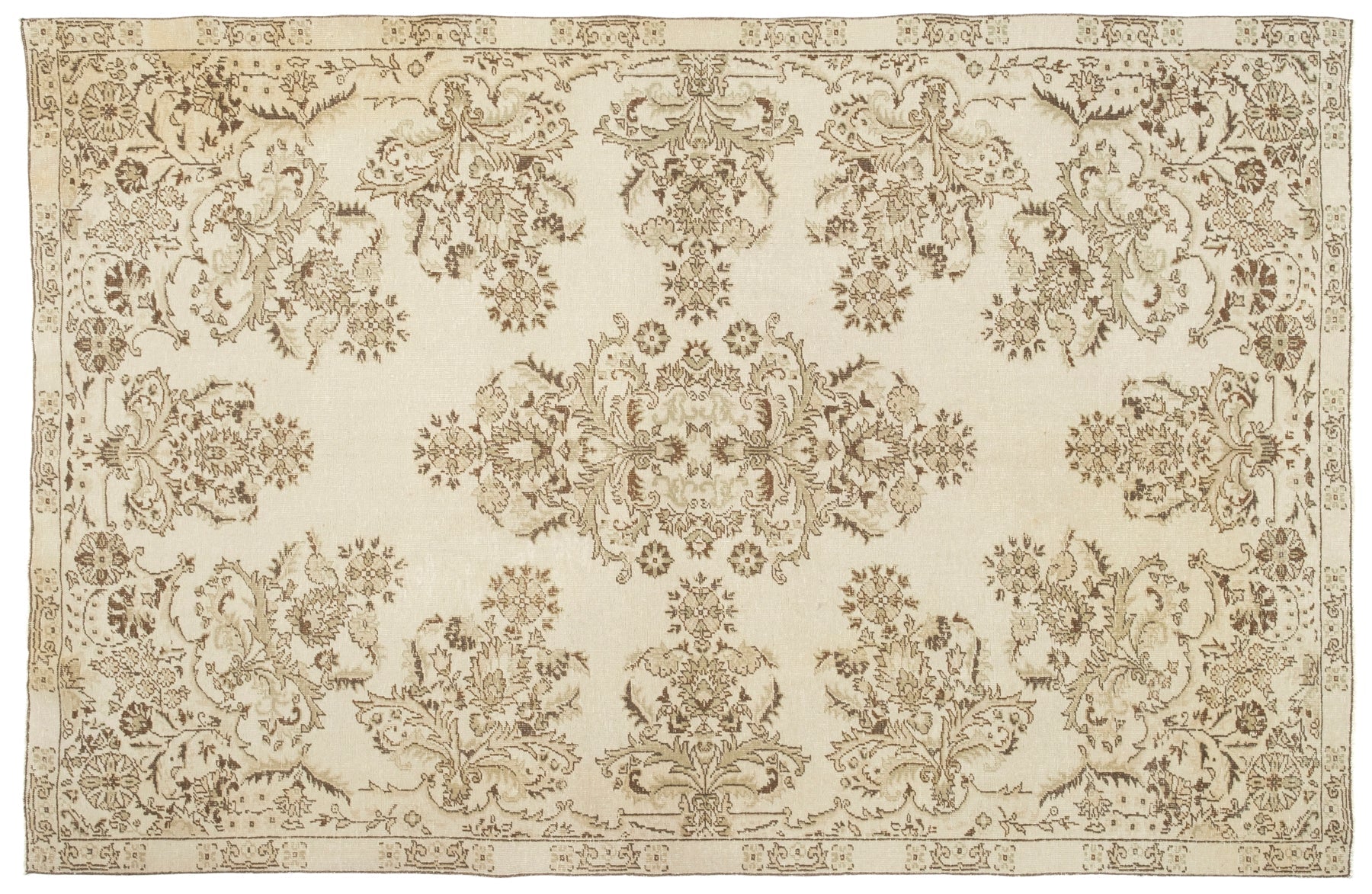 6' X 9' Vintage Distressed Rug, Beige - Gerga - Revival™