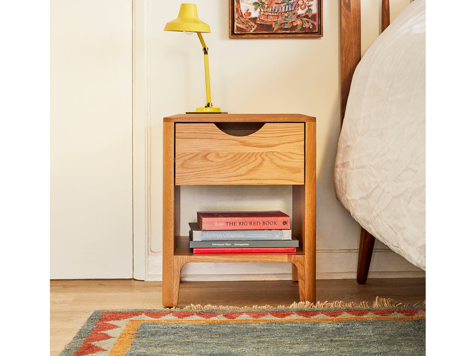 Wood cube online nightstand